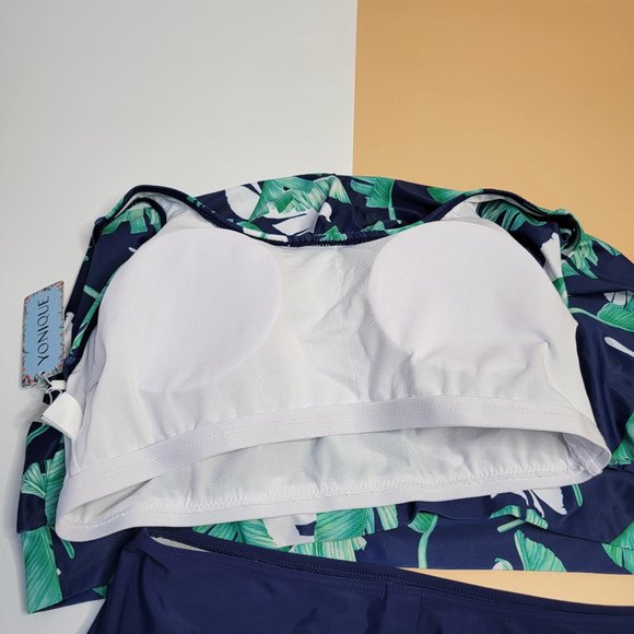 Yonique Two Piece Bathing Suit Blouson Tankini for Women Loose Fit Floral Print - Picture 9 of 13